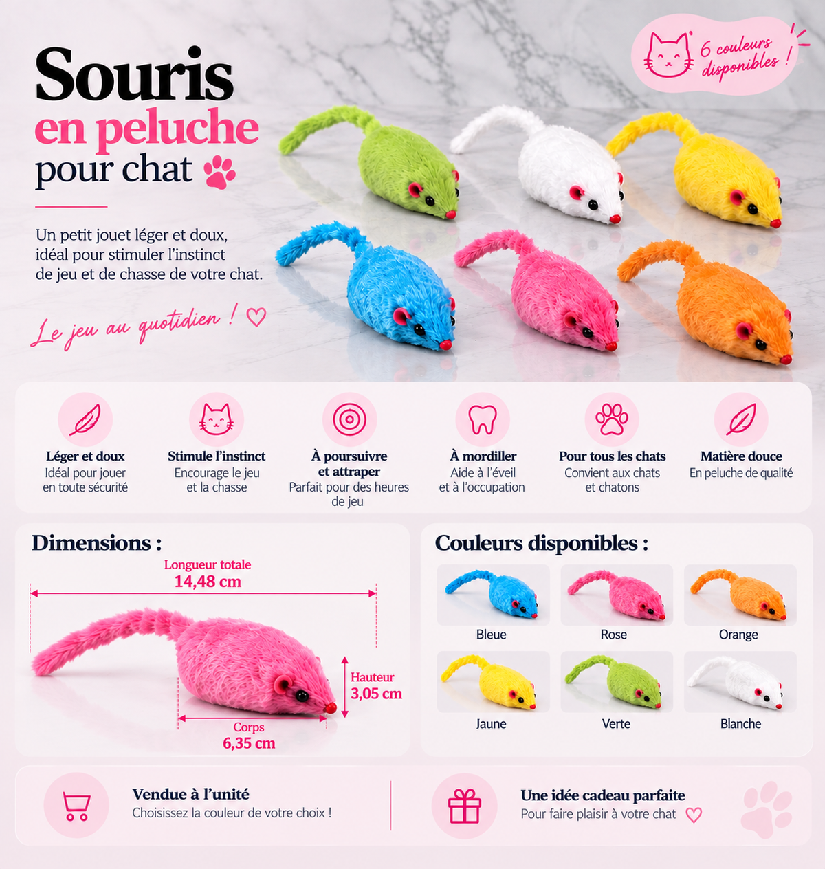 Jouets souris pour chats à l’unité