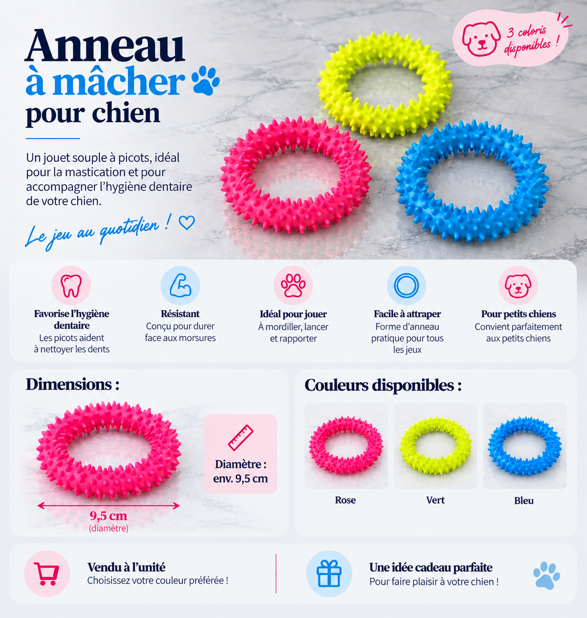 Jouets anneaux chiens à l’unité